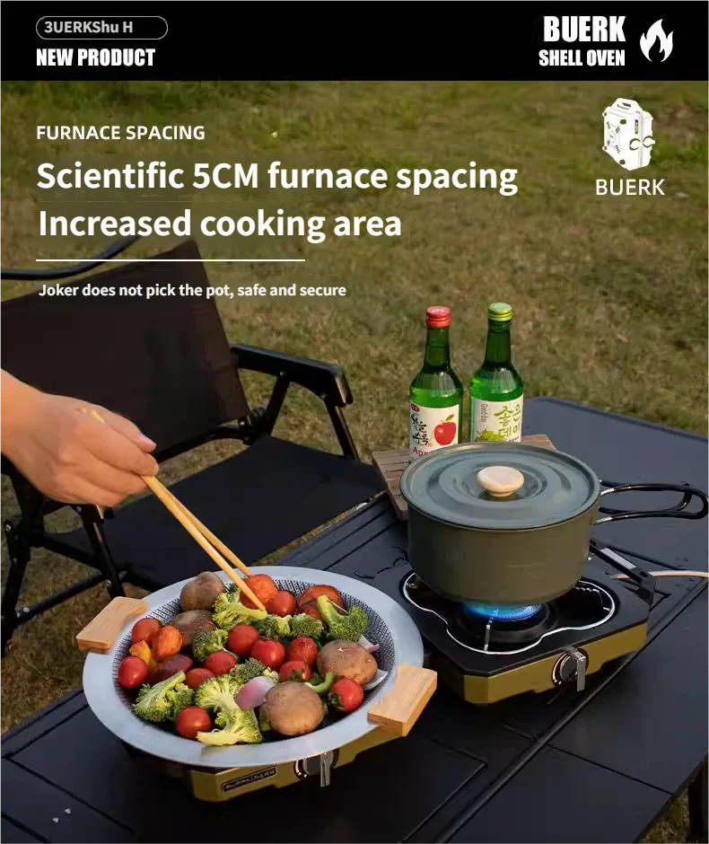 Buerk Foldable Camping Stove Lightweight Outdoor Cooking Double