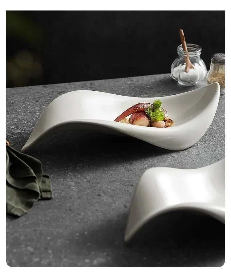 Ceramic Dinner Plate Restaurant Irregular Serving Salad Snack