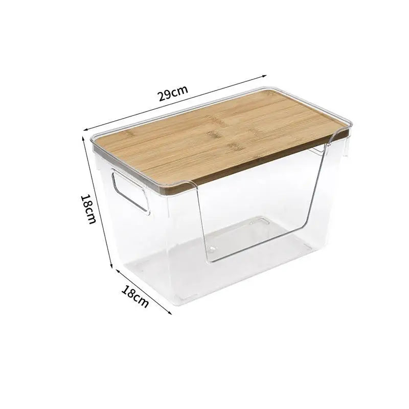 Stackable Pantry Organizers Wooden Lids Storage Clear Bins