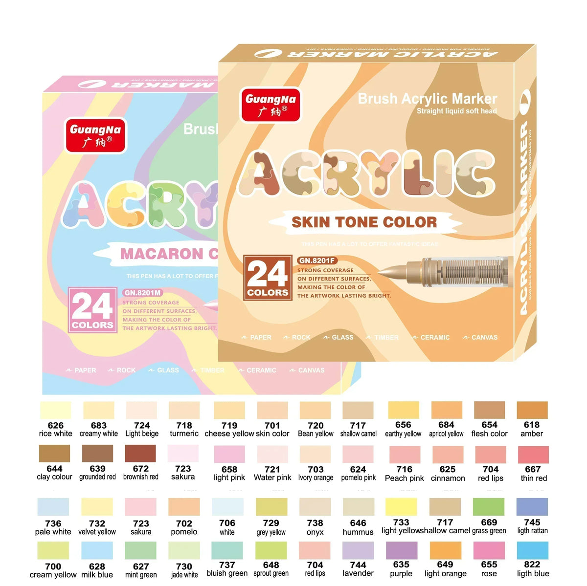 Guangna 168-12 Colors Acrylic Marker Pen Rock Painting