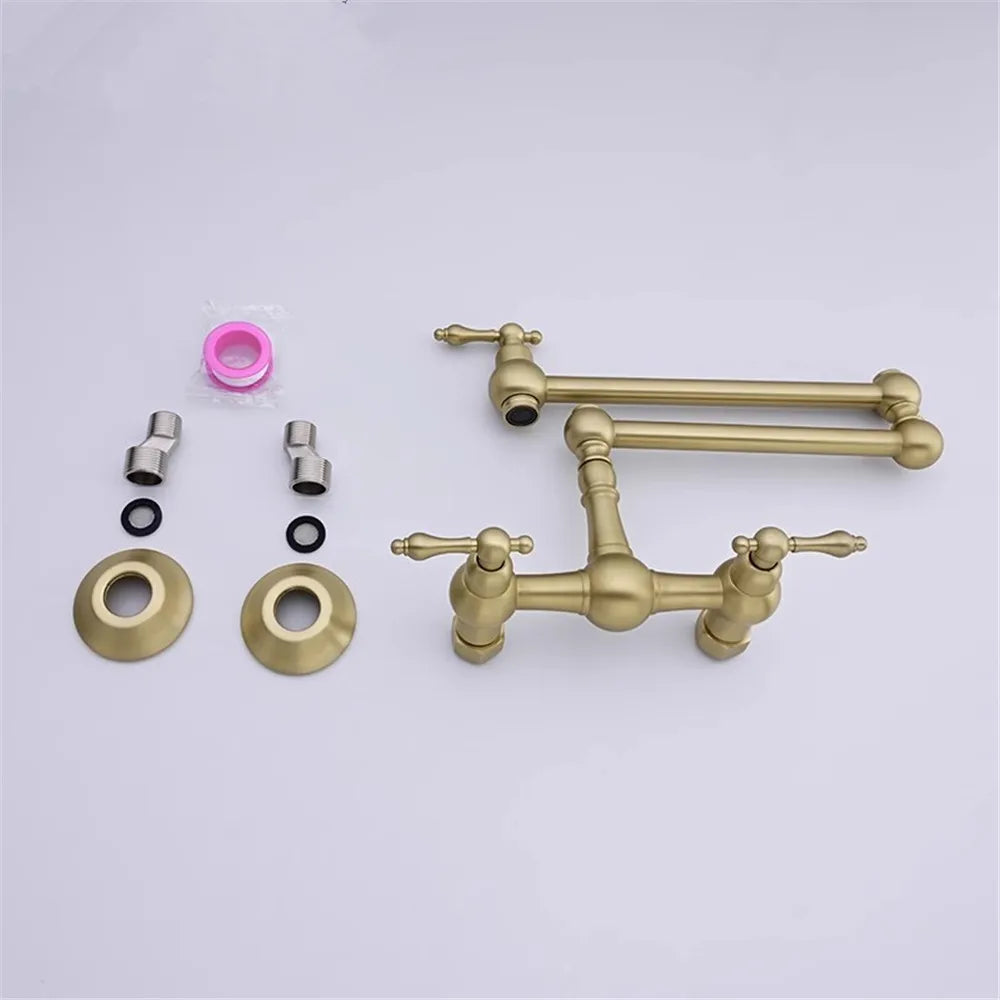 Brushed Gold Pot Filler Tap Black Foldable Faucet