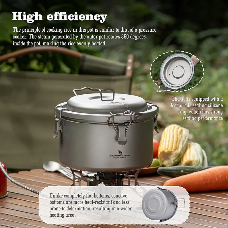 Boundless Voyage Camping Rice Cooker Titanium Pot Cooker