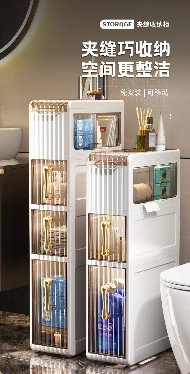Bathroom Gap Cabinet Shelf Storage Acrylic Toilet Locker