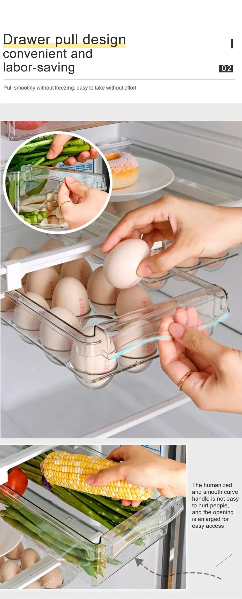 Transparent Fridge Organizer Fruit Egg Refrigerator Storage Box