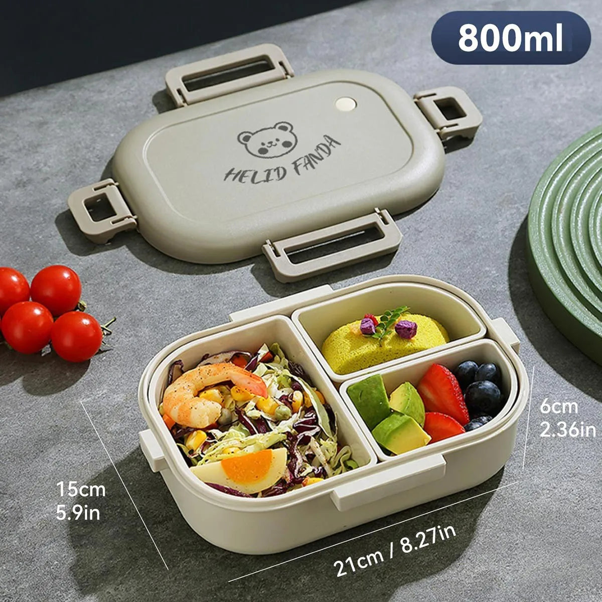 Removable Grids Cute Plastic Divided Lunch Box Kids
