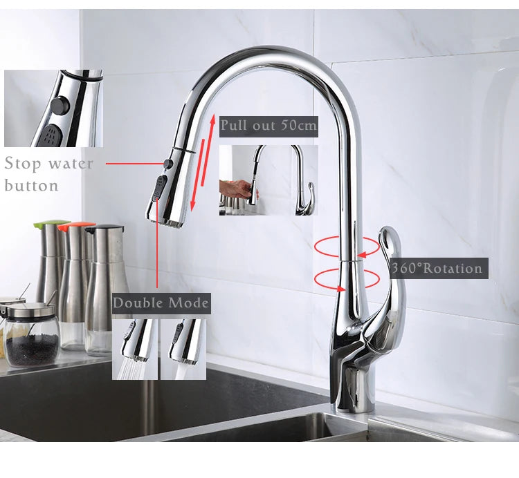 Brass Touch On Fauct Pull Down Cold Sink