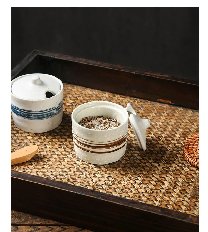 Japanese Style Vintage Ceramic Seasoning Jar Chili Storage