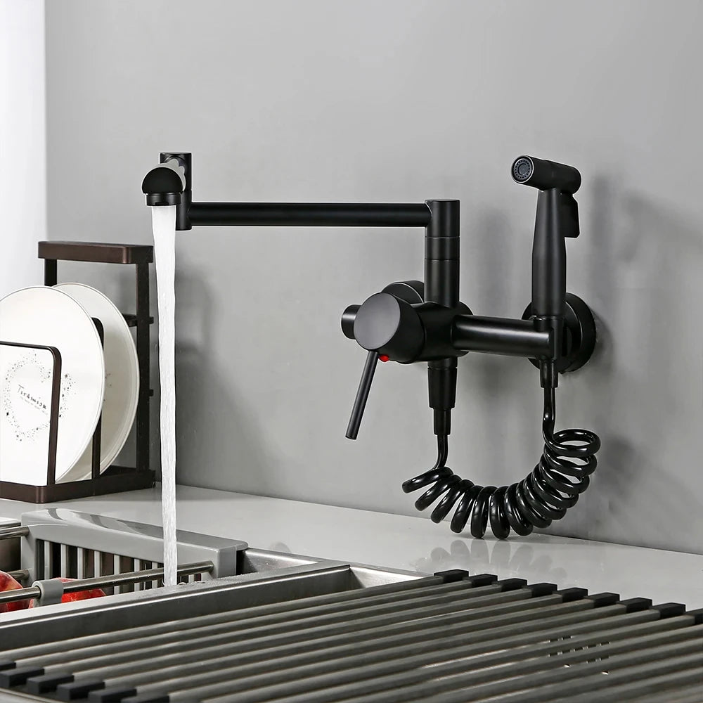 Black Cold Pull Out Mixer Tap Pot Filler