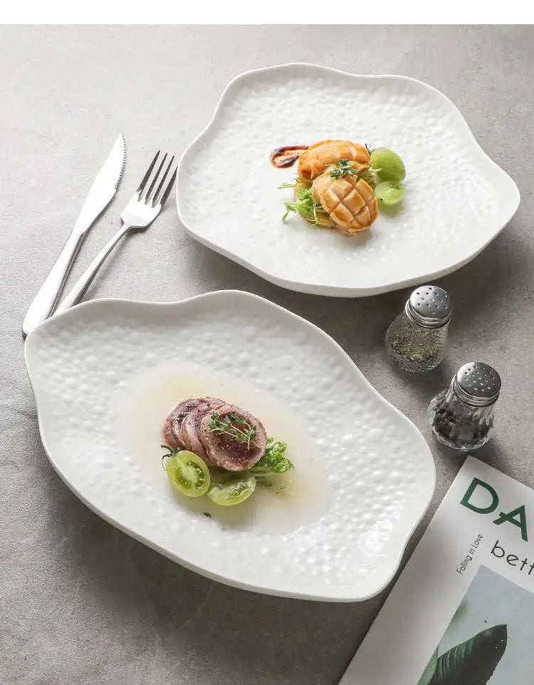 Ceramic Cooking Dishes Pasta Steak Plates Irregular Shape