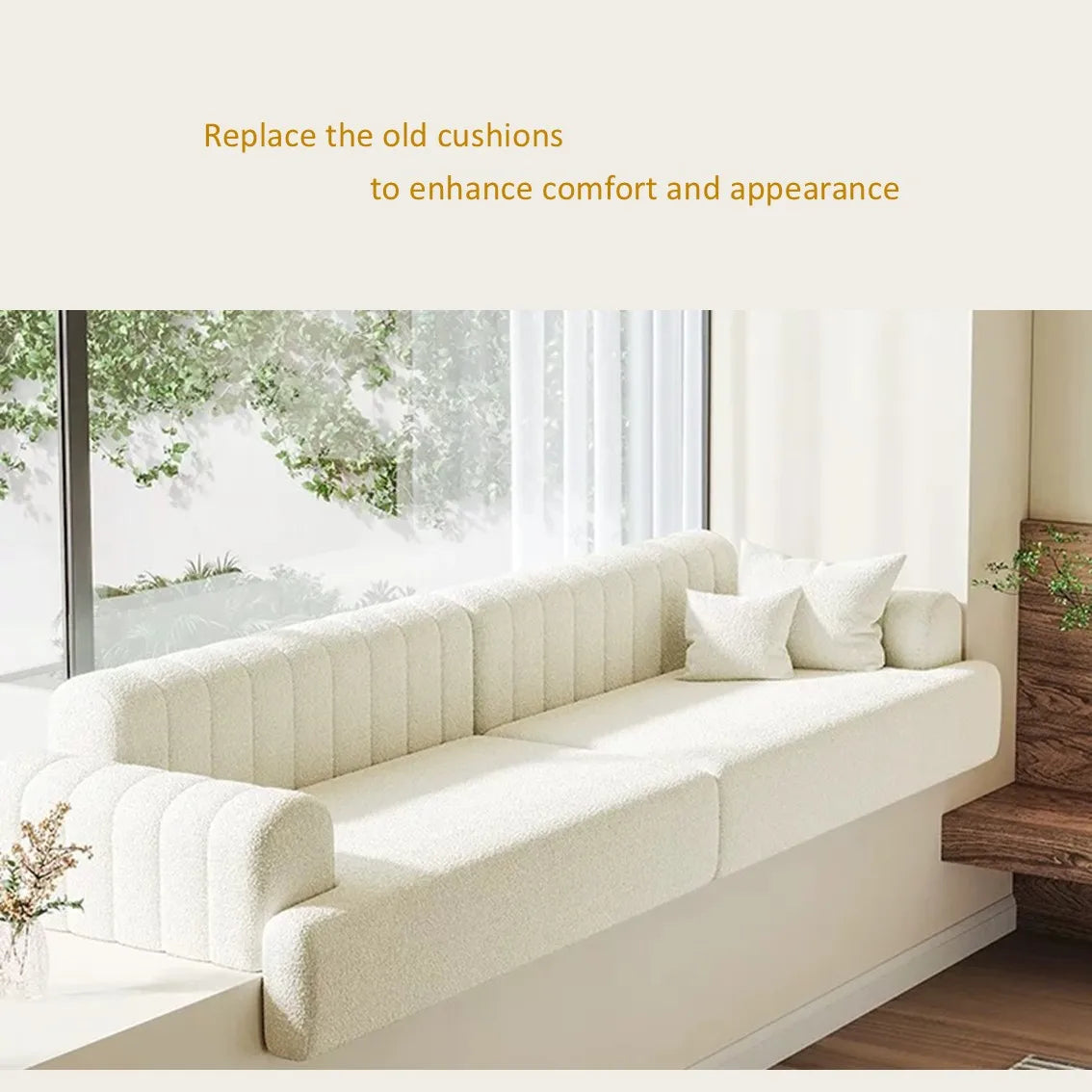 Custom Teddy Waterproof Fabric Sofa Cushion Bay Window