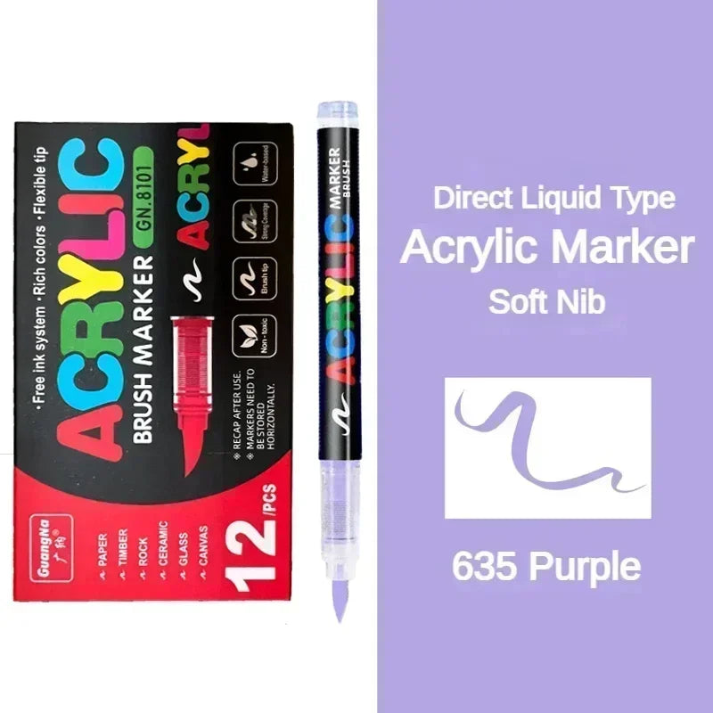 Guangna 168-12 Colors Acrylic Marker Pen Rock Painting
