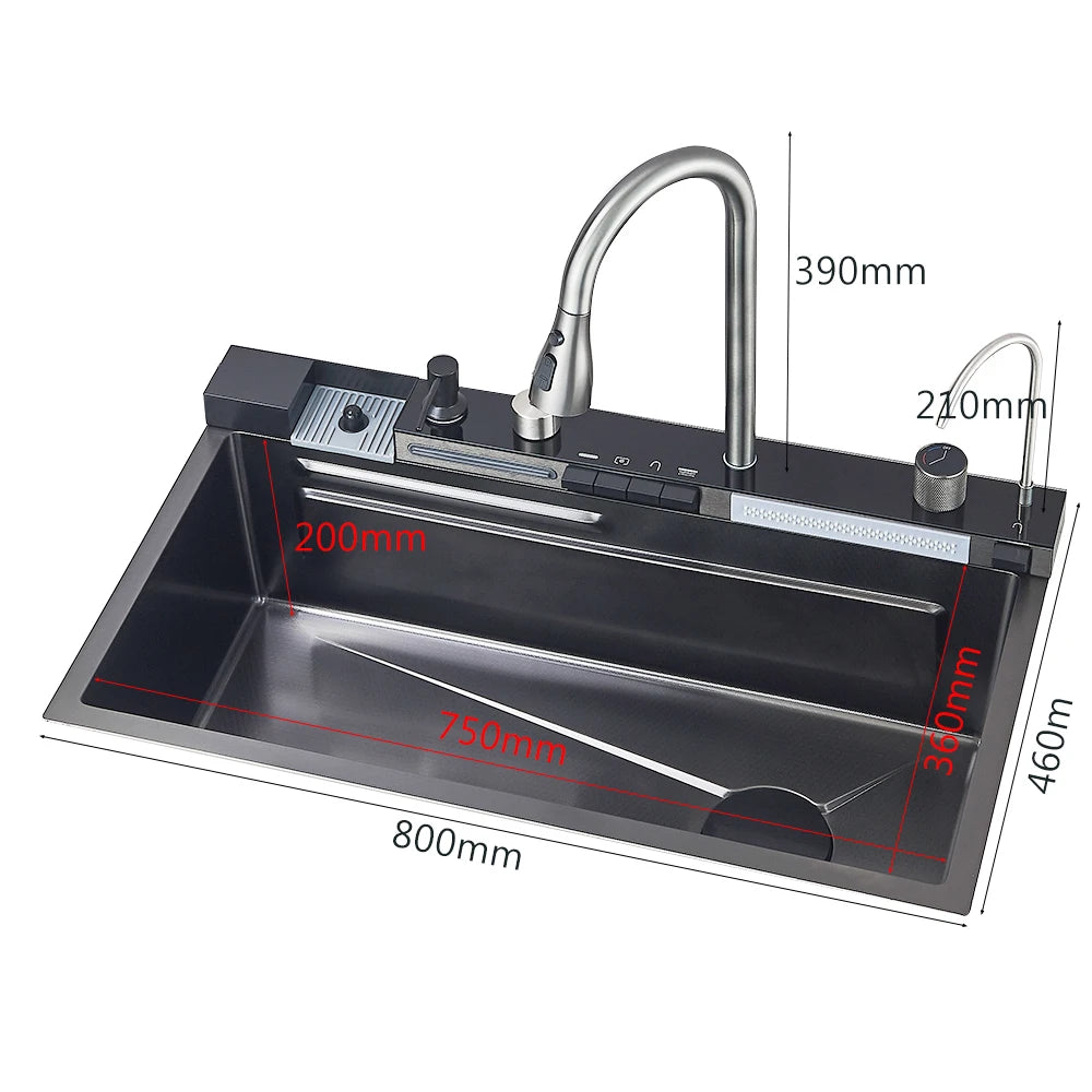 80x46cm Smart Digital Display Integrated Sink Temperature Control