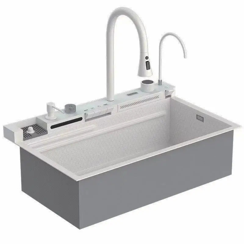 Stainless Steel Waterfall Sink Large Slot Integrated Digital