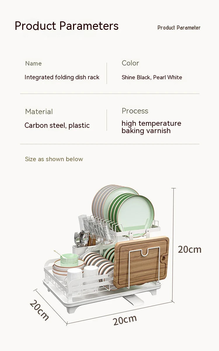 Foldable Dish Drainer Rack Drain Basket - Countertop