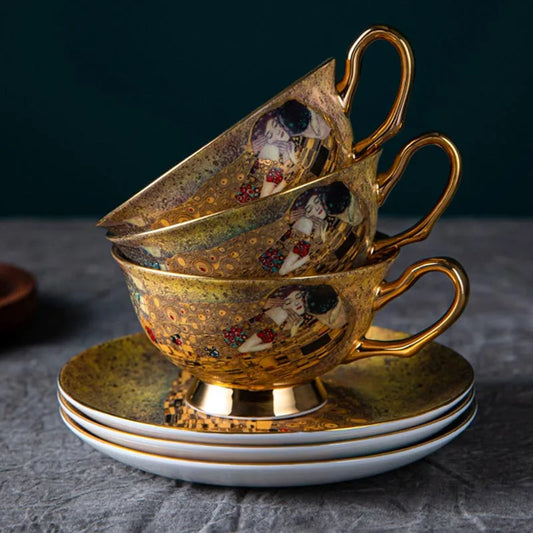 European Bone China Ceramic Coffee Cup Dish Spoon