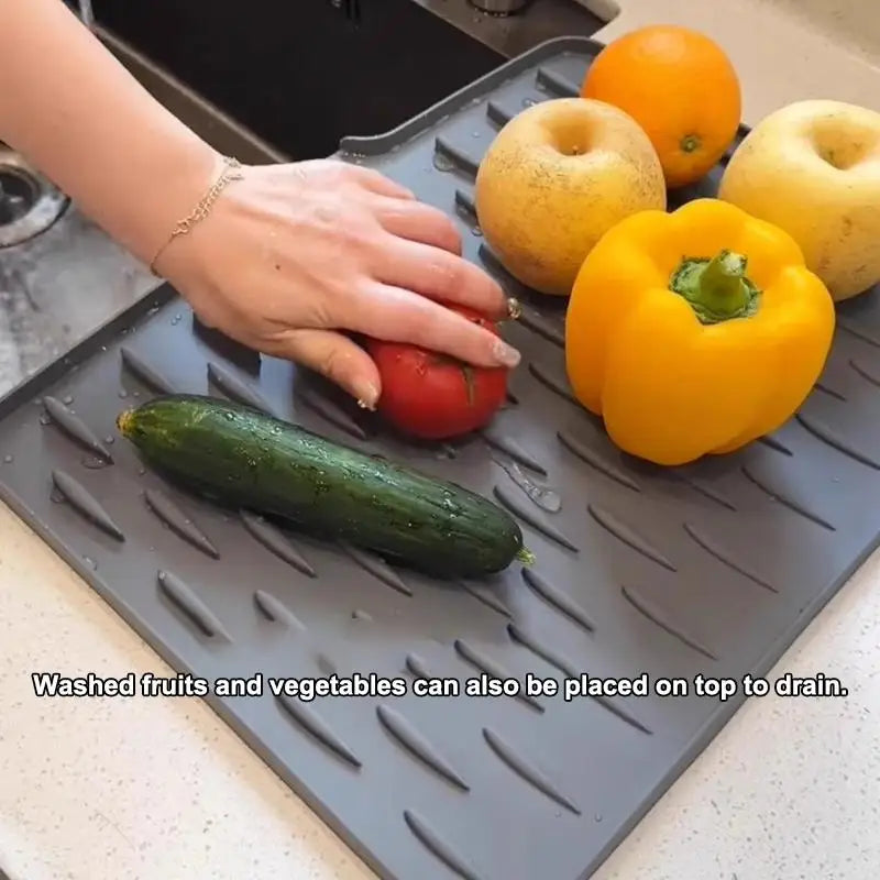 Silicone Dish Drying Mat Durable Tilted Water Drain