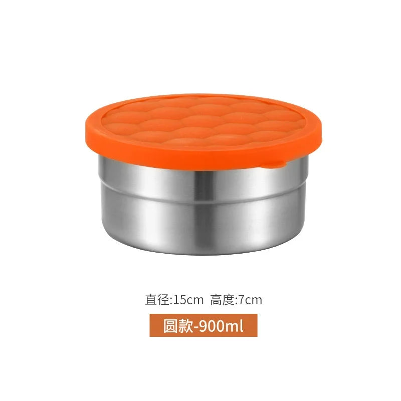 Stainless Steel Food Storage Box Silicone Lid Lunch