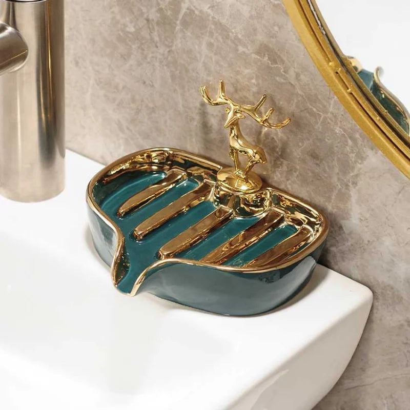 Ceramic Soap Box Soap Dish Bathroom Supplies Drain