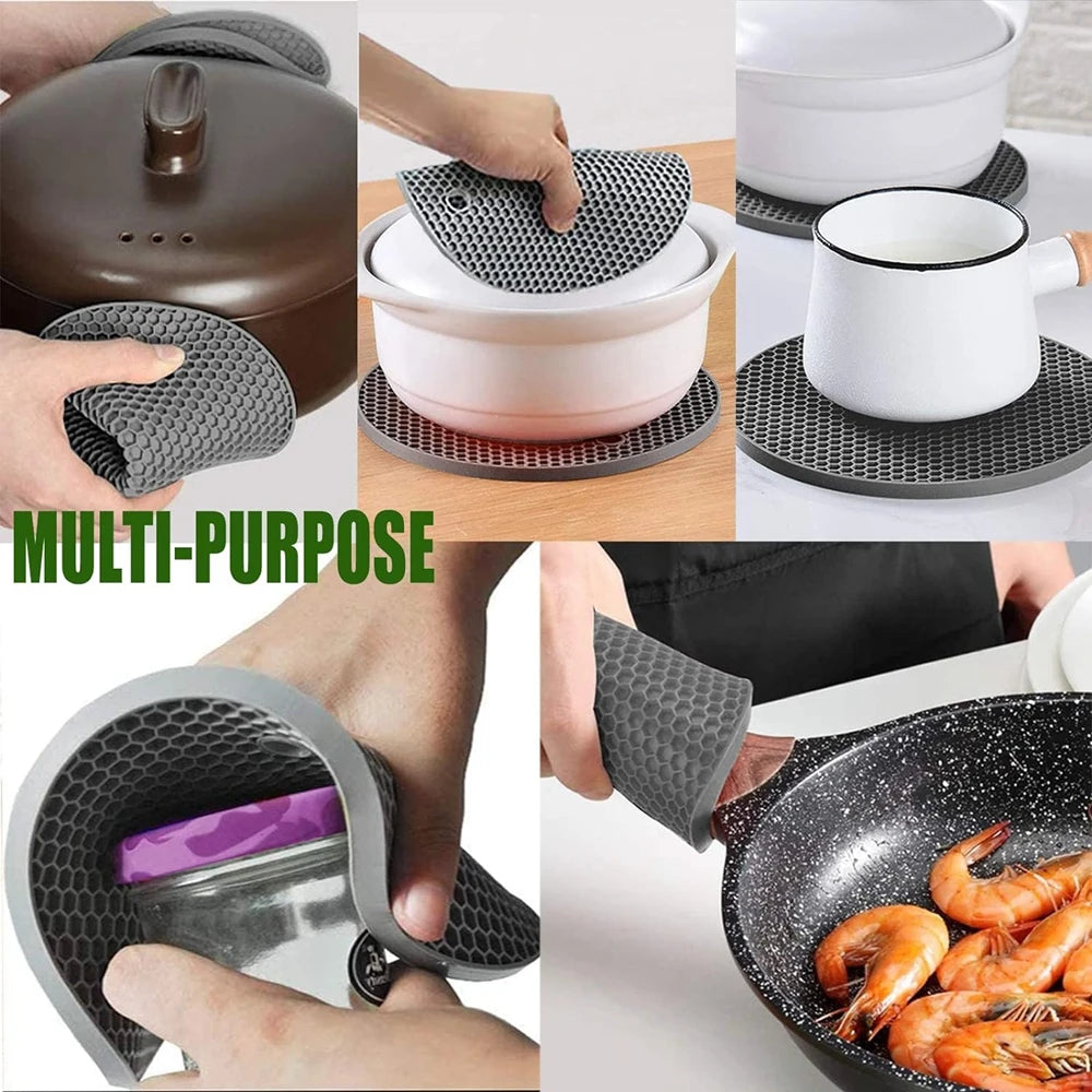 4pcs Silicone Mats Pot Holders Drying Mat Potholders
