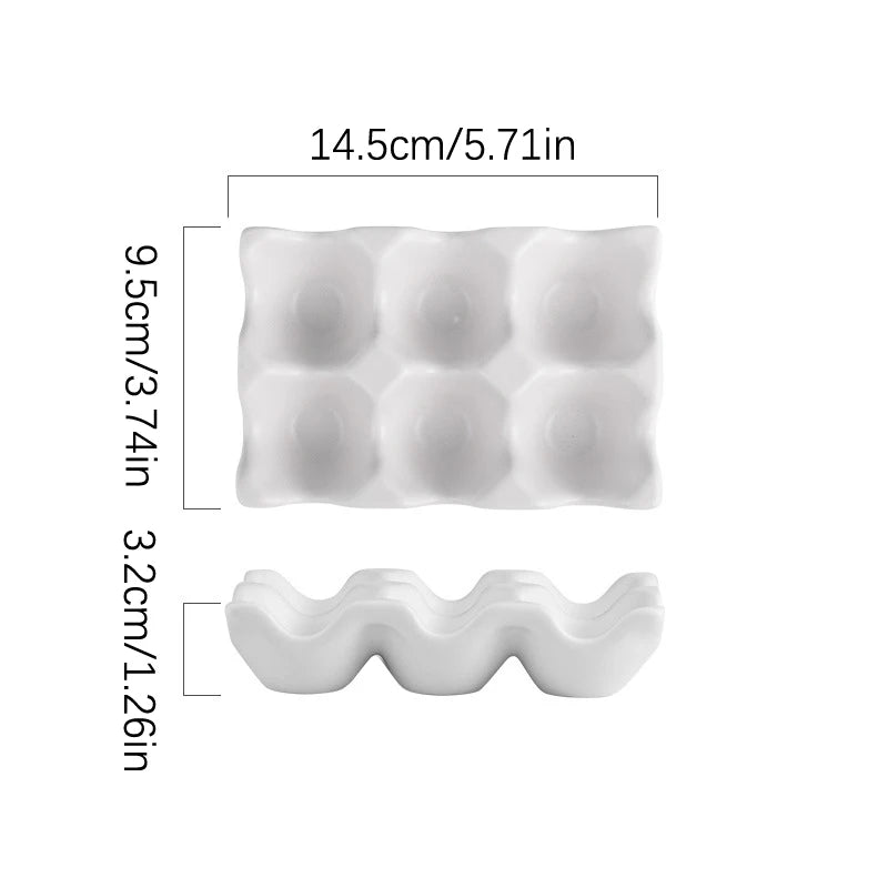 Grids Egg Holder Ceramic Anti-Slip Egg Box Refrigerator