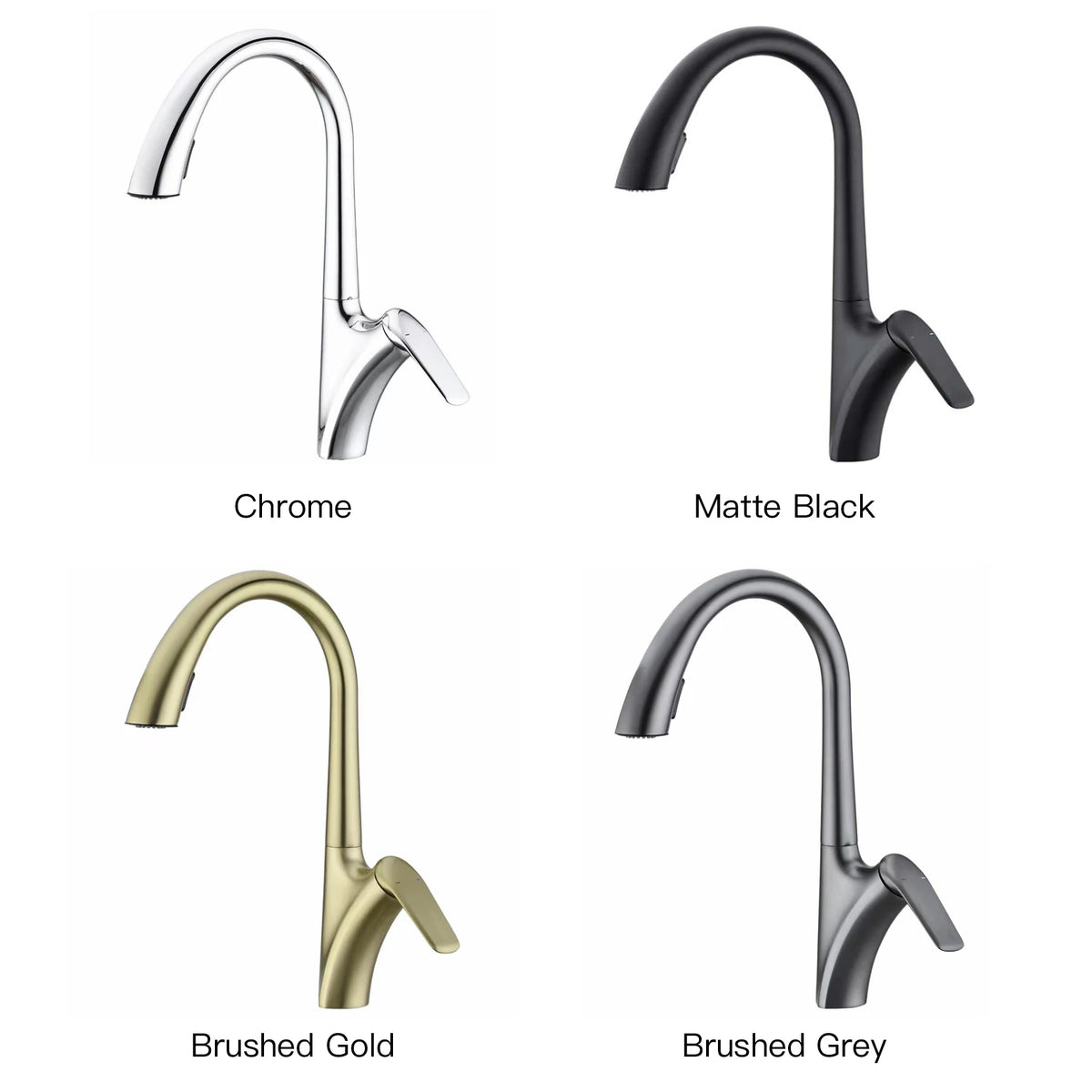 Luxury Brushed Gold Brass Faucet Pull-Out Design 2-Function