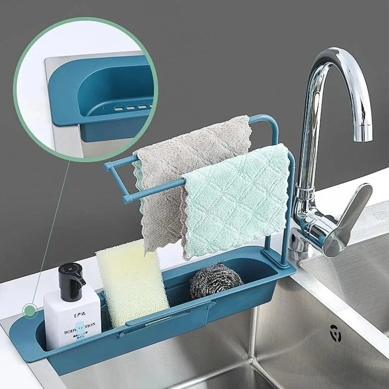 Telescopic Sink Shelf Drainer Rack Soap Sponge Holder