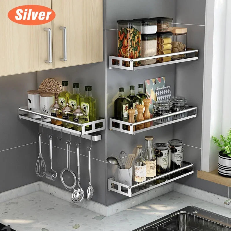 Multi-Purpose Organizer Wall Mount Spice Rack Shelf Bracket