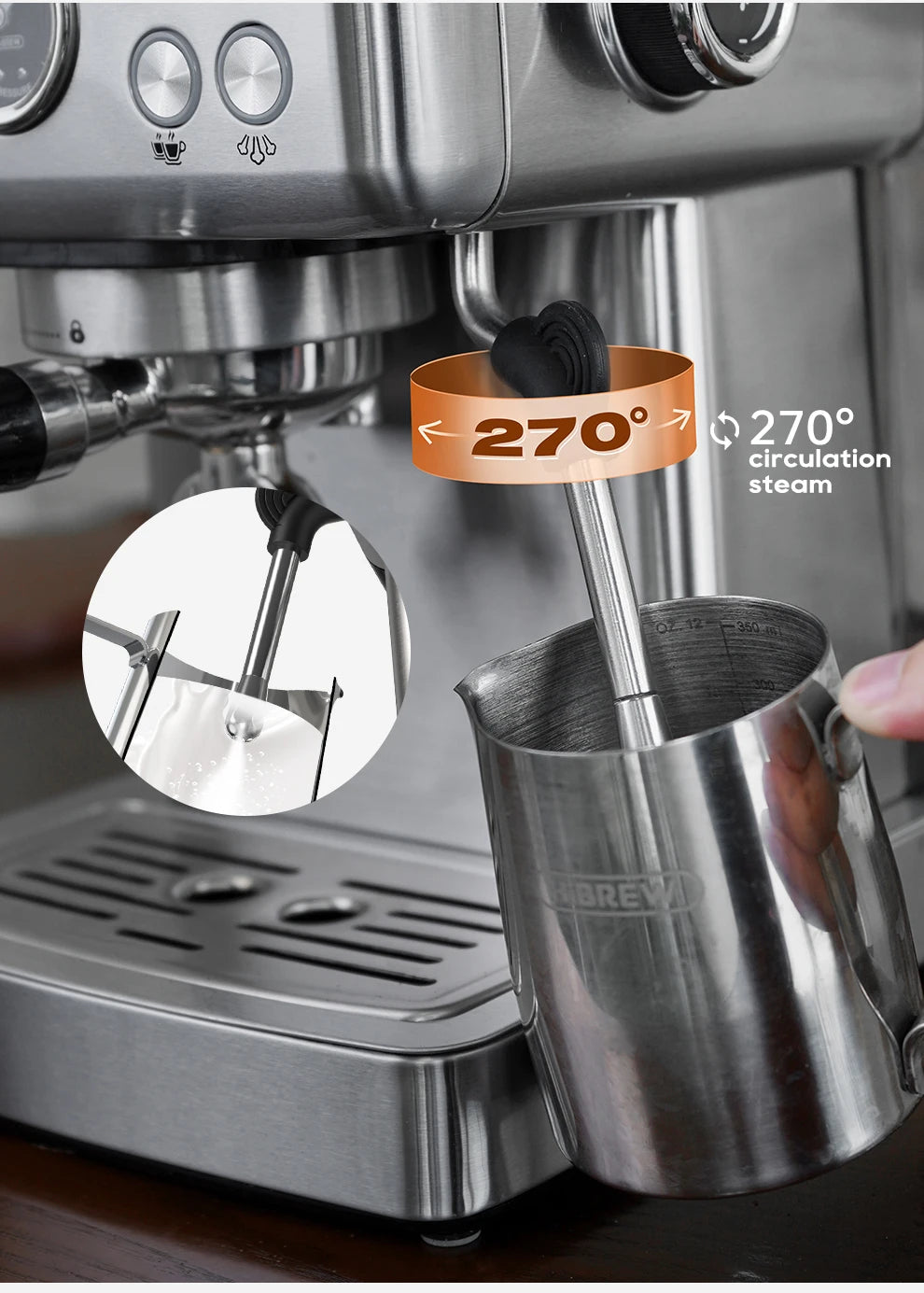Hibrew H10a Black Espresso Machine Temperature Volume Pre