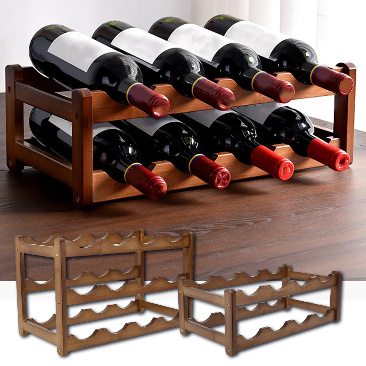 Wine Rack Wooden Winebottle Display Cabinet Holders Shelf