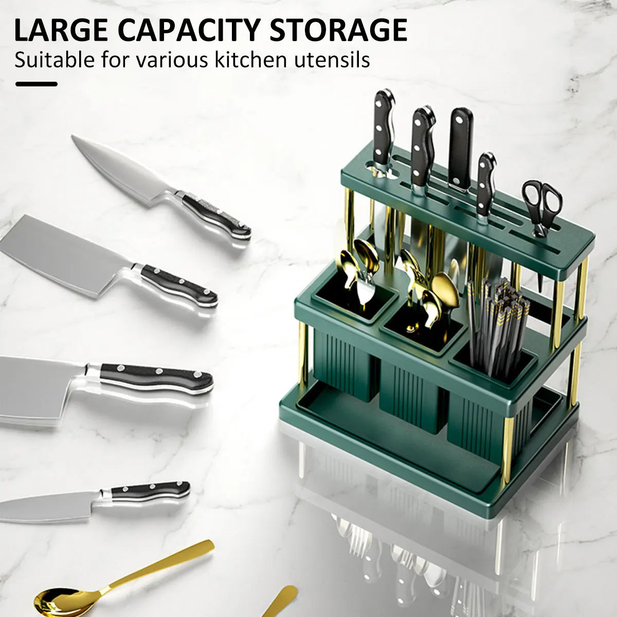Knife Holder Multi-Function Cutter Cutlery Drainer Rack Pp