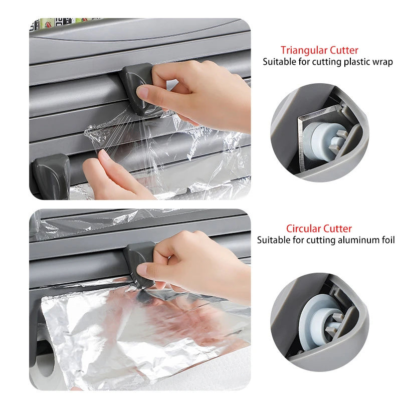 Cling Film Roll Cutting Holder Food Wrap Dispenser