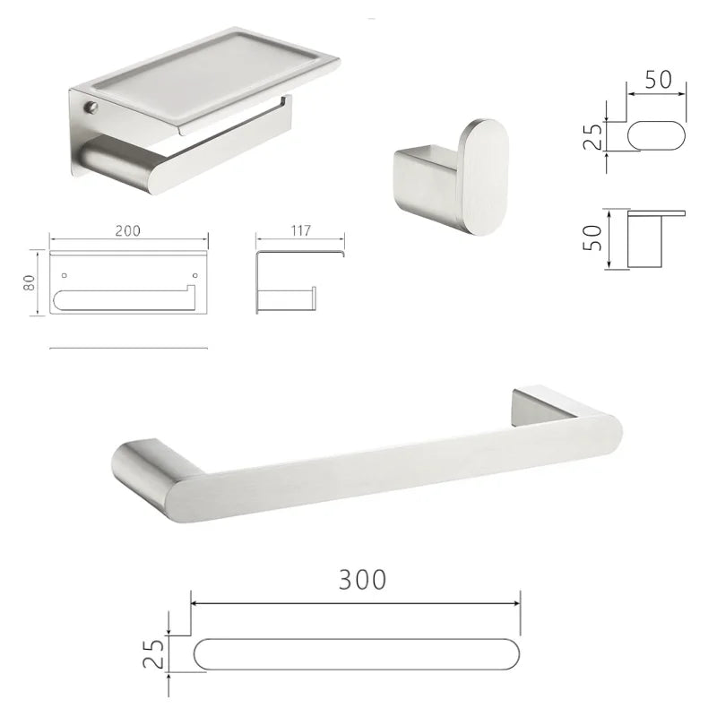 Brushed Towel Ring Holder Bar Rack Brush/Paper Holder
