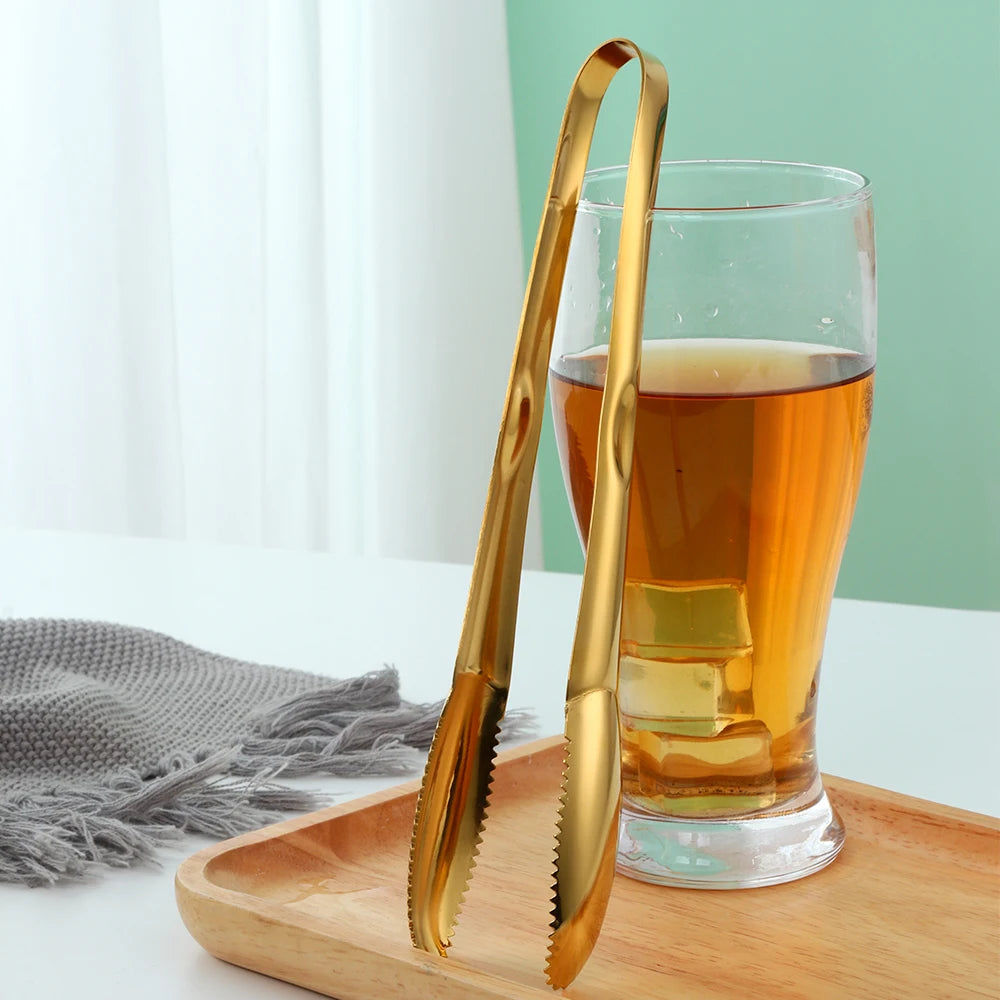 1/2pcs Ice Tongs Stainless Steel Gold Bbq Tong