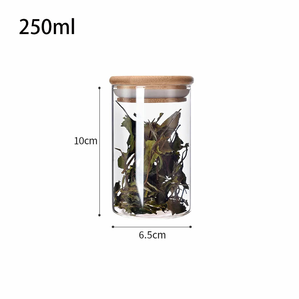 4/8pcs 250ml 500ml 1000ml Glass Jar Bamboo Lid
