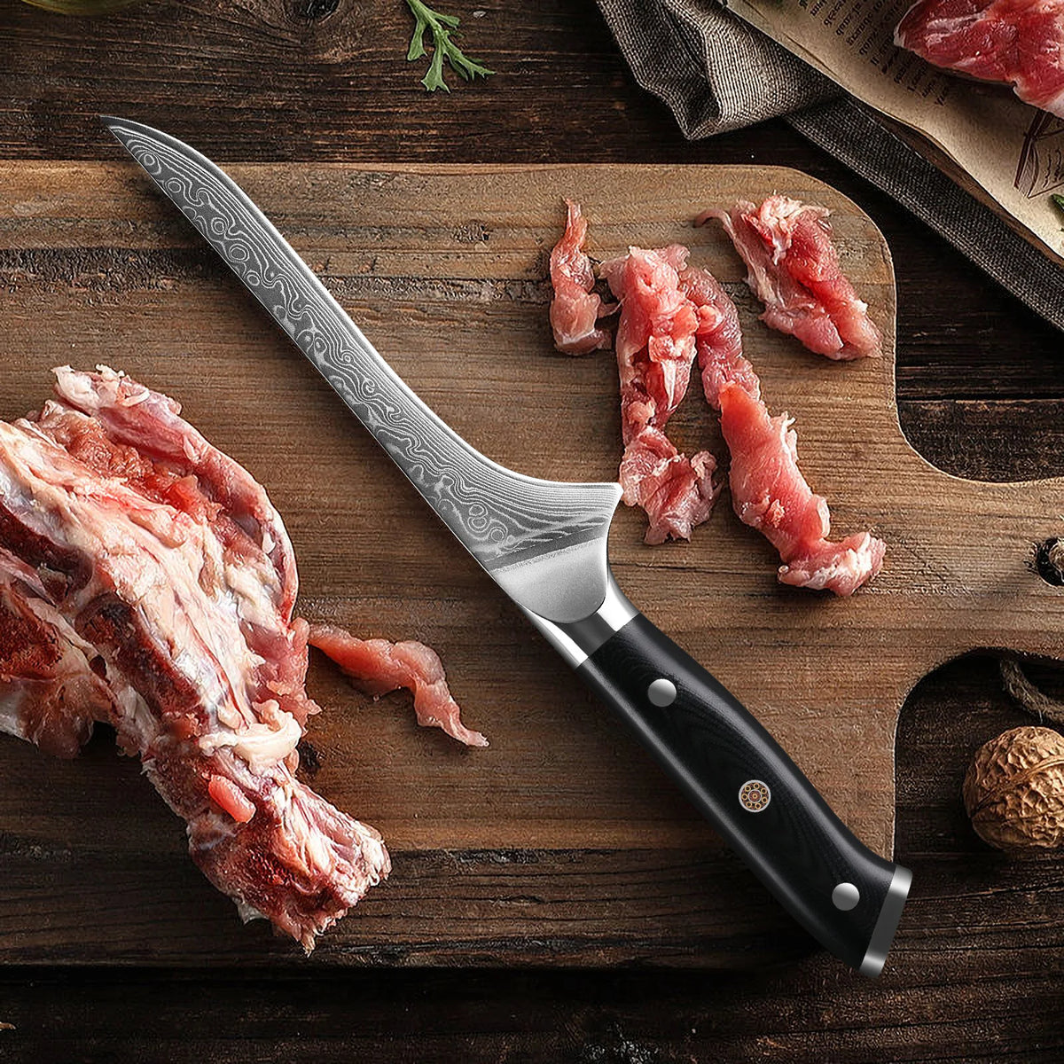 Turwho Boning Knife Damascus Steel Knives Butcher Cleaver
