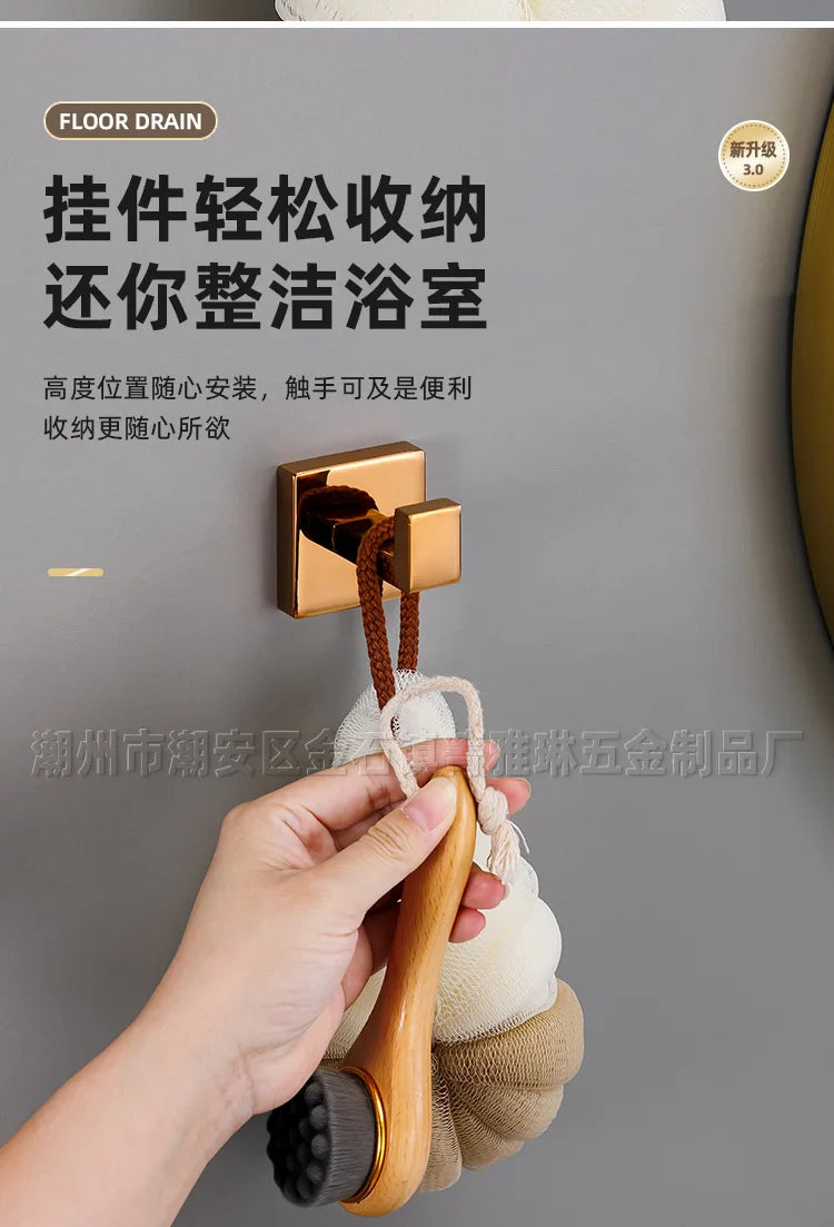 Polished Golden Bathroom Hardware Hook Towel Bar Toilet