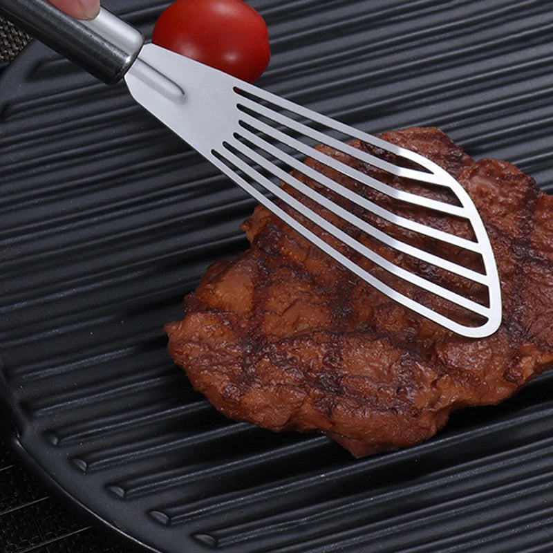 1pc Stainless Steel Slotted Fish Turner Spatula Flexible