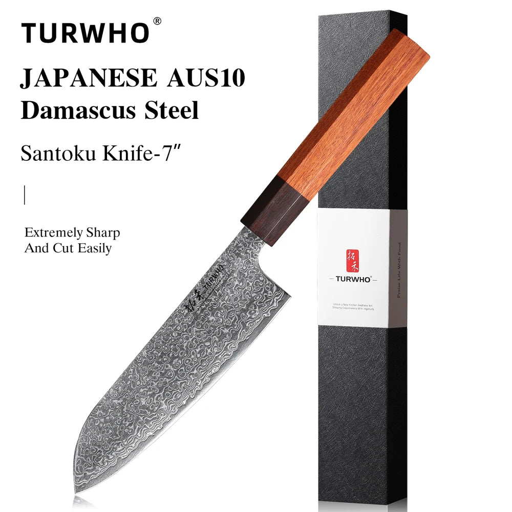 Turwho Hand Forged Japanese Chef Knife Damascus Steel
