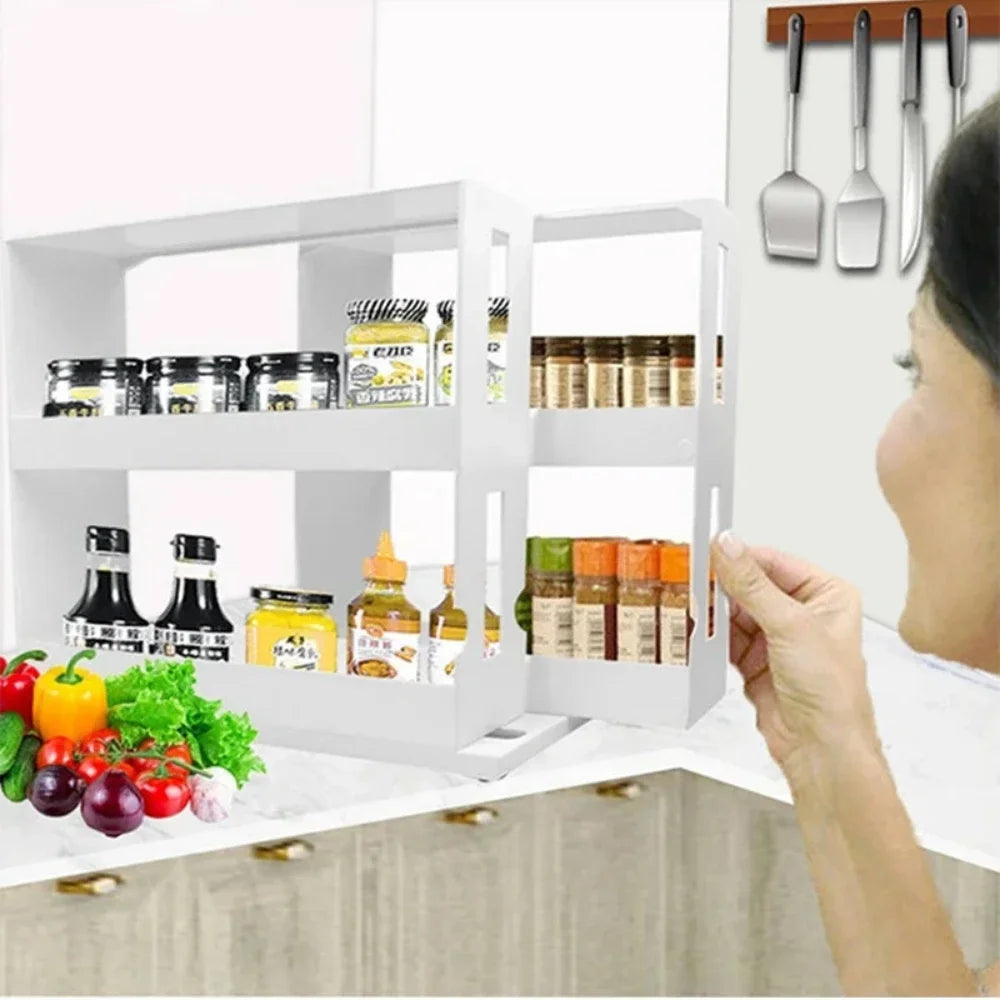 Spice Organizer Rack Multi-Function Tier Rotating Storage Shelf