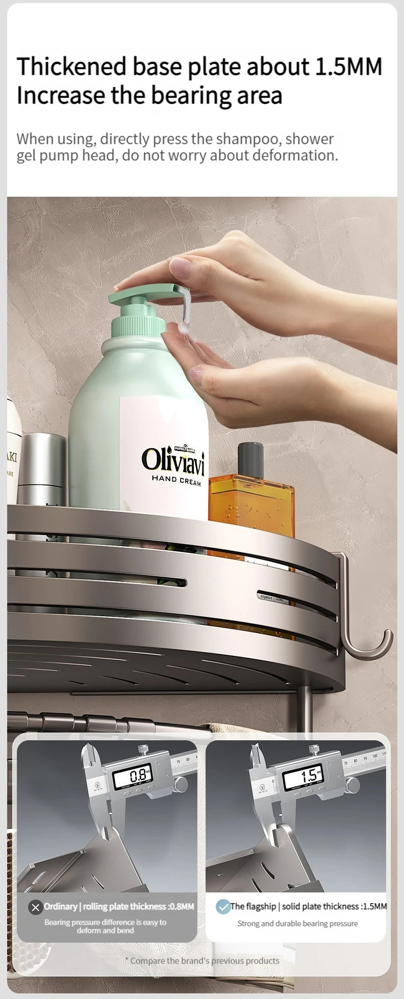 No Drill Sticker Walls Installation Aluminum Bathroom Shelf