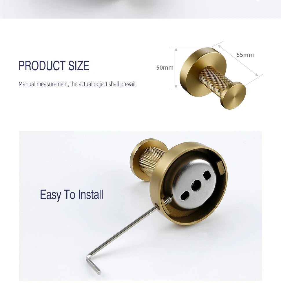Brushed Gold Towel Rack Knurled Towel Bar Robe
