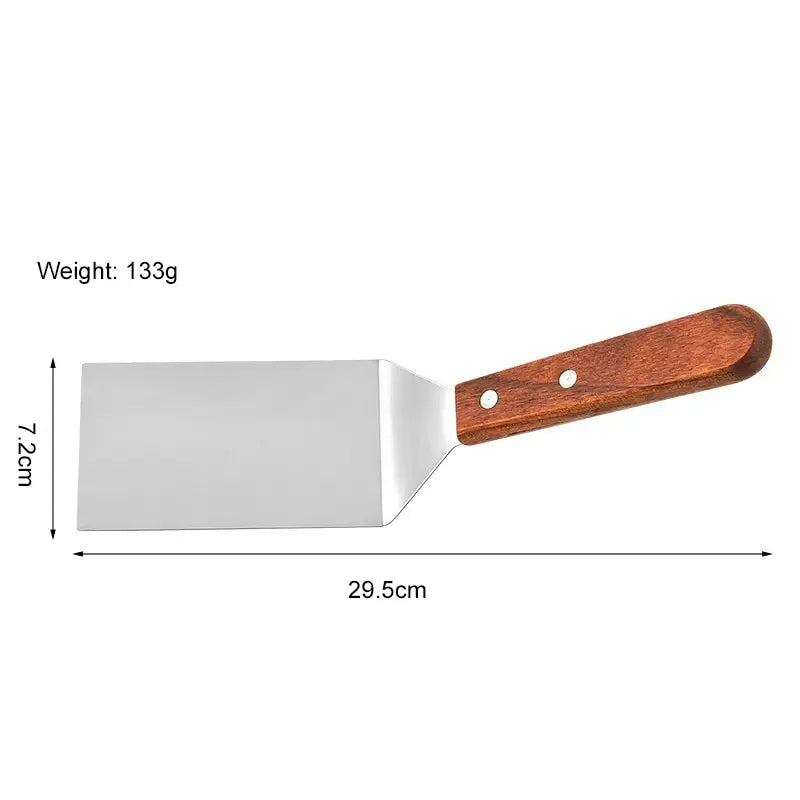 1pc Stainless Steel Wooden Handle Frying Shovel Cooking