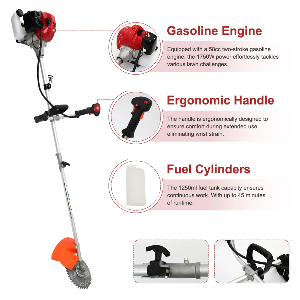 52cc Weed Wacker 2-Stroke Gas Grass Trimmer 4-In-1