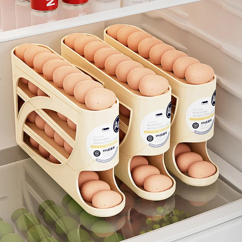 Automatic Rolling Tier Egg Holder Dispenser Refrigerator Egg
