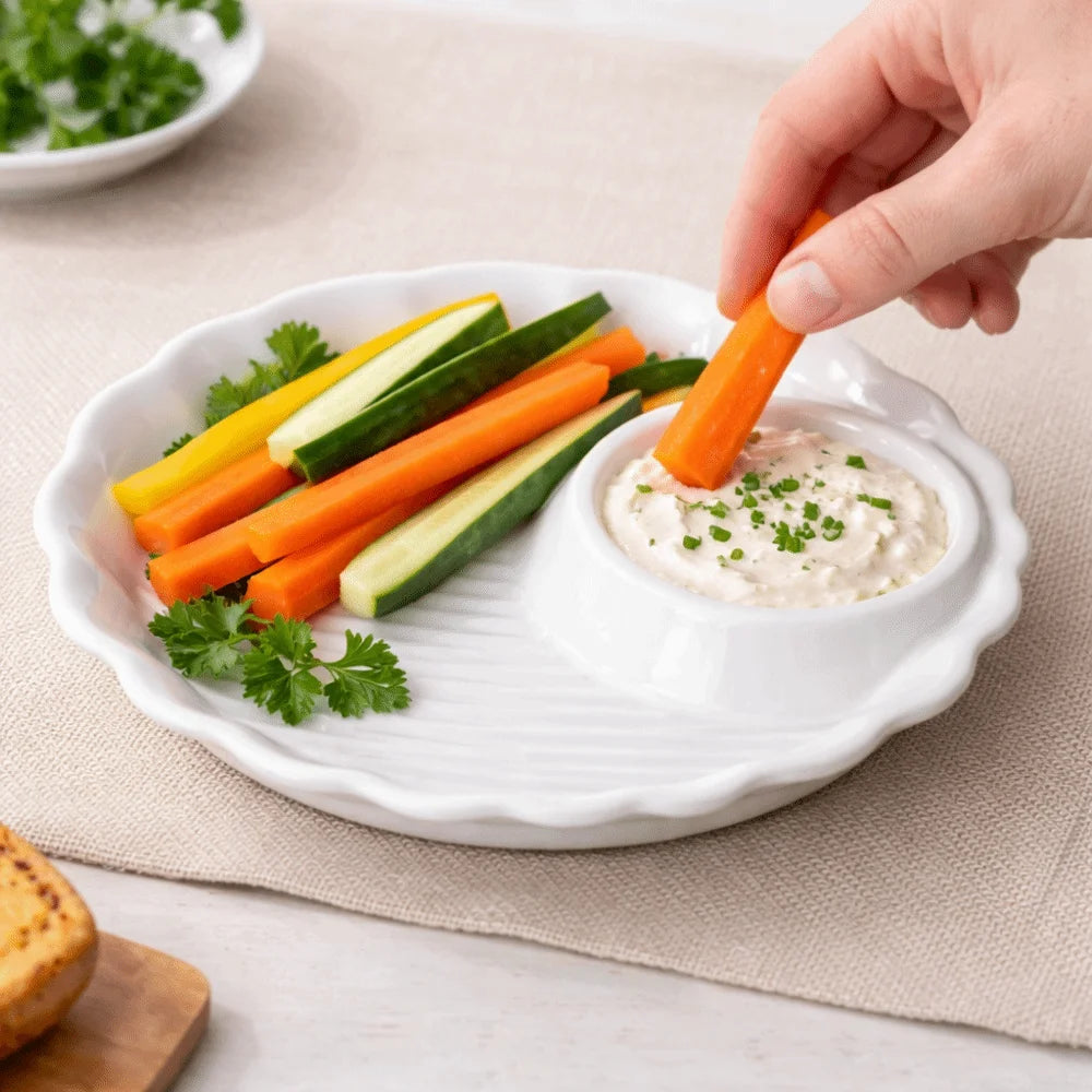 Minimalist Round Ceramic Dumpling Dishes Thicken Ruched Hem