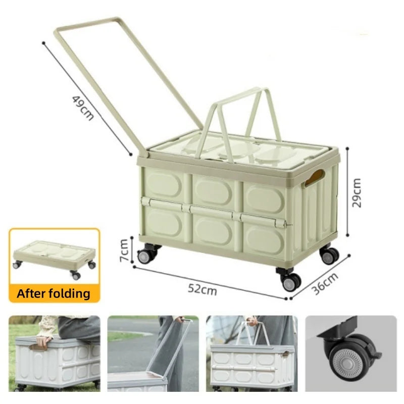 Foldable Camping Chopping Board Table Trolley Wheels Outdoor