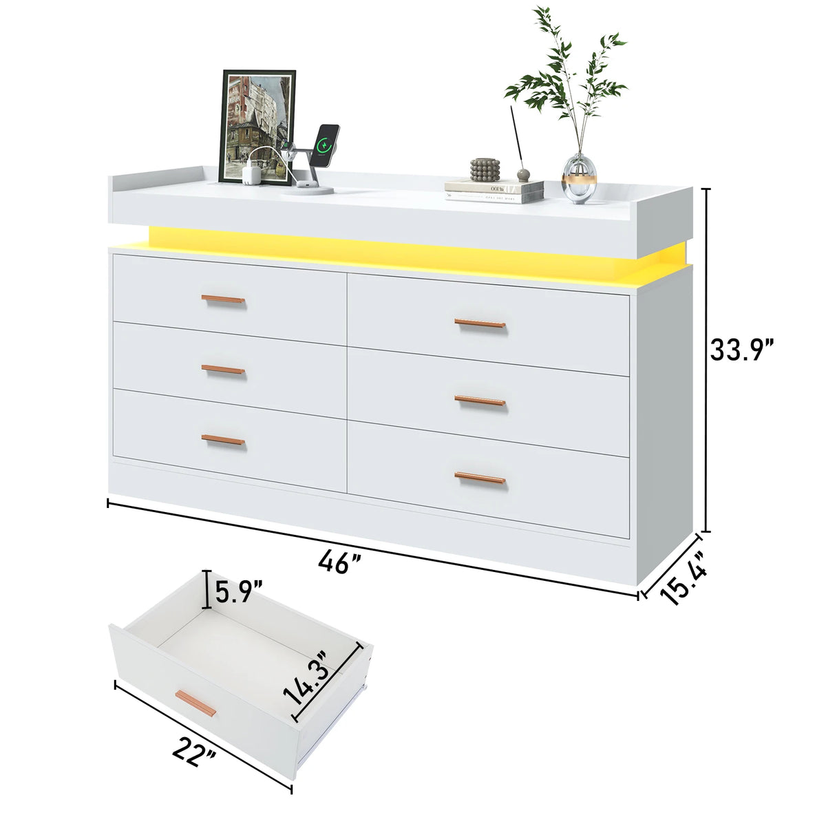 Drawer Dresser 46 Modern Chest Of Drawers Closet