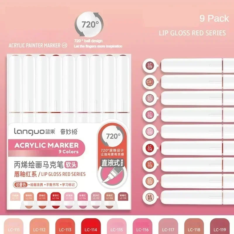 Languo 240/9 Colors Direct Liquid Acrylic Paint Pens