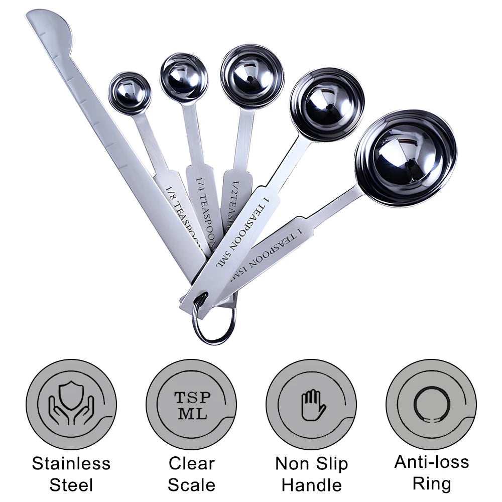 Stackable Measuring Cups Spoons Baking Stainless Steel Coffee