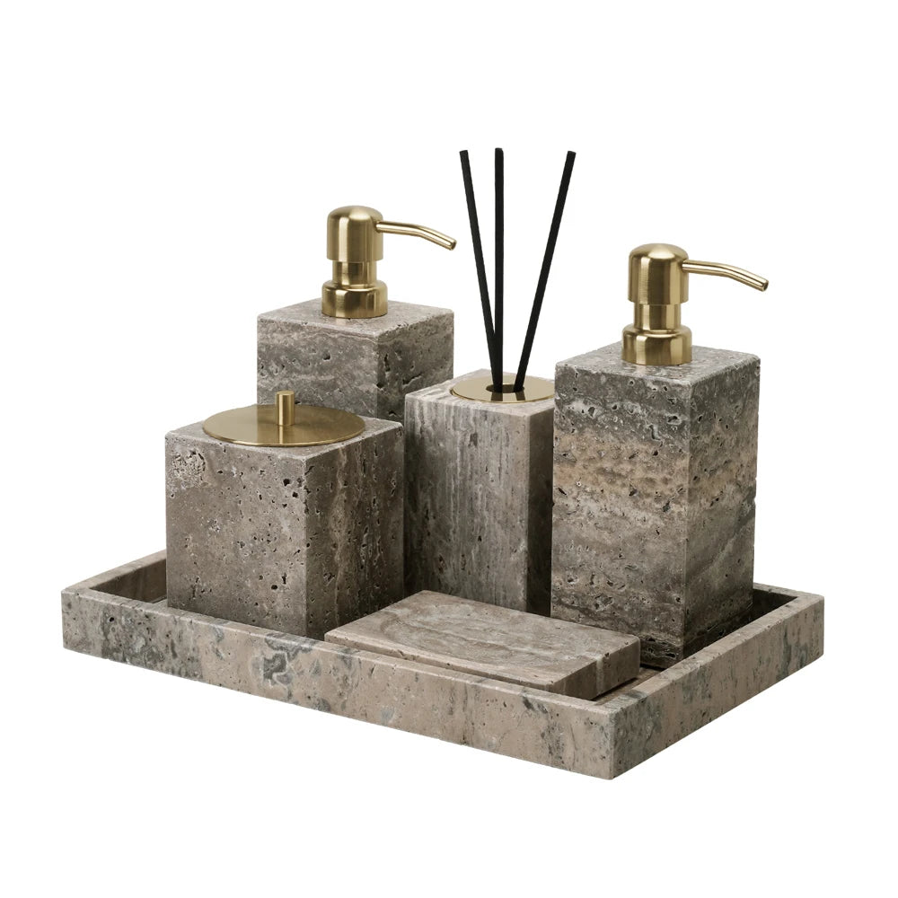 Grigio Travertino Bathroom Sets Vintage Marble Soap Holder